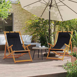 Zložljivi stoli za na plažo 2 kosa črno blago