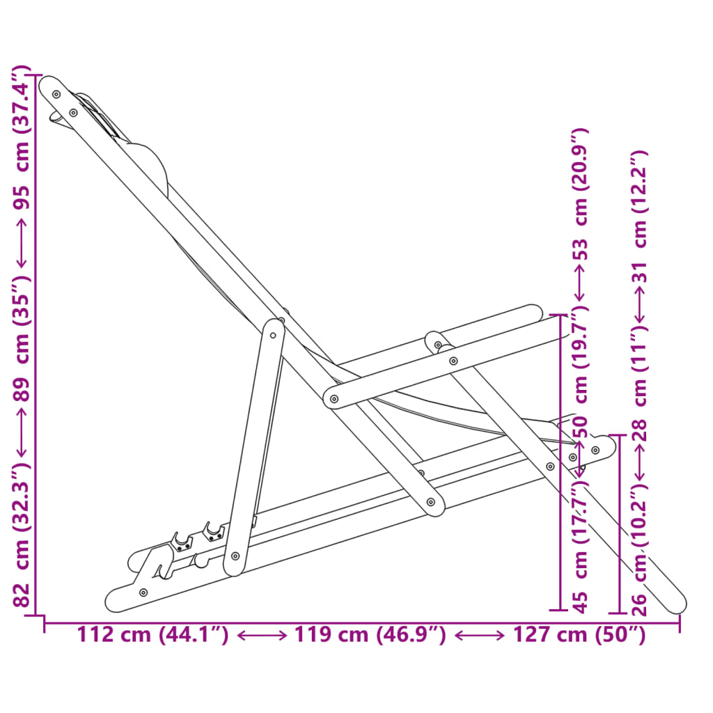 Strandstroelen 2 st inklapbaar stof en massief hout beige image 12