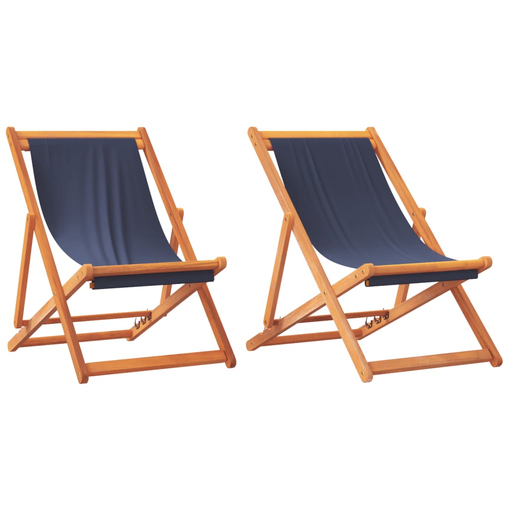 Thumbnail - vidaXL Strandstühle 2 Stk. Klappbar Blau Stoff