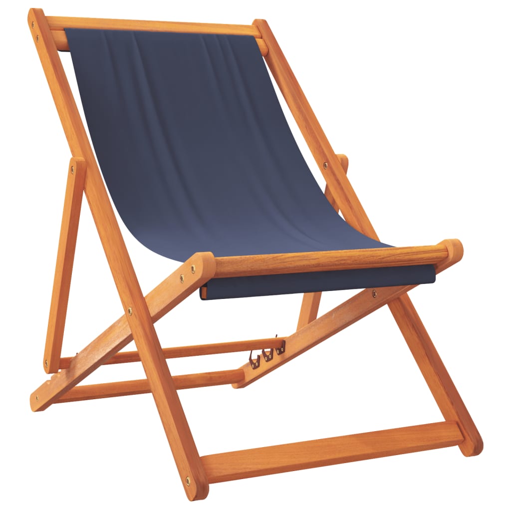 vidaXL Strandstoelen 2 st inklapbaar stof blauw afbeelding