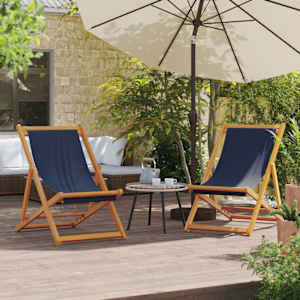 Zložljivi stoli za na plažo 2 kosa modro blago