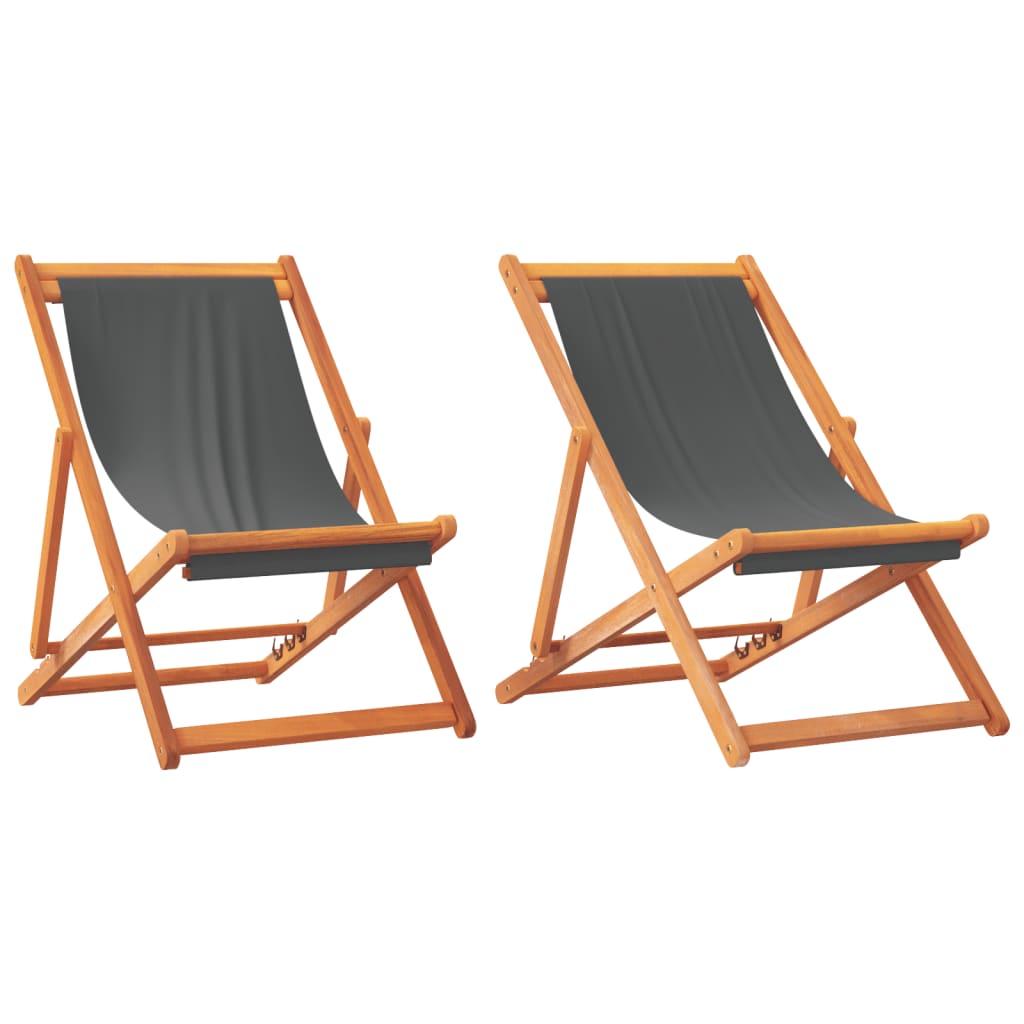 Thumbnail - vidaXL Strandstühle 2 Stk. Klappbar Grau Stoff