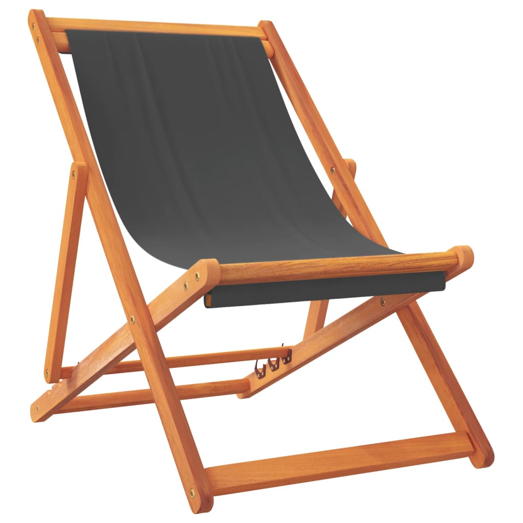 vidaXL 2 db összecsukható szürke szövet strandszék