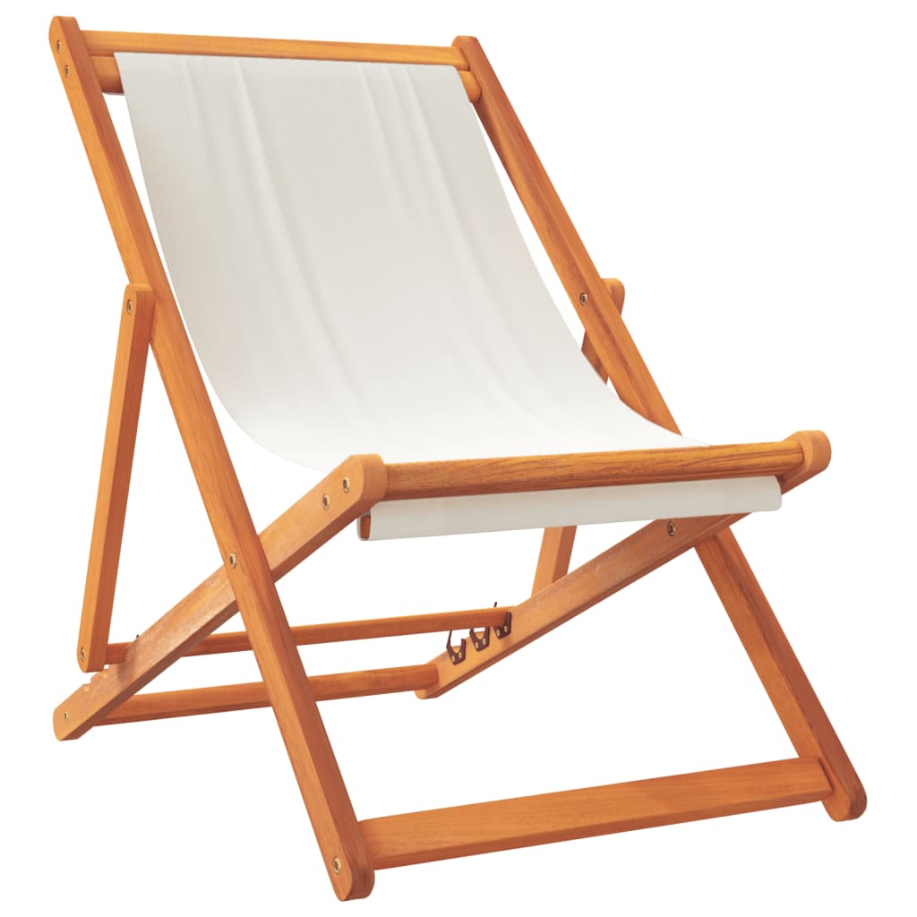vidaXL Strandstoelen 2 st inklapbaar stof crèmewit afbeelding