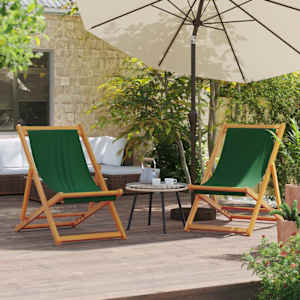 Zložljivi stoli za na plažo 2 kosa zeleno blago