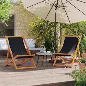 Zložljivi stoli za na plažo 2 kosa črno blago