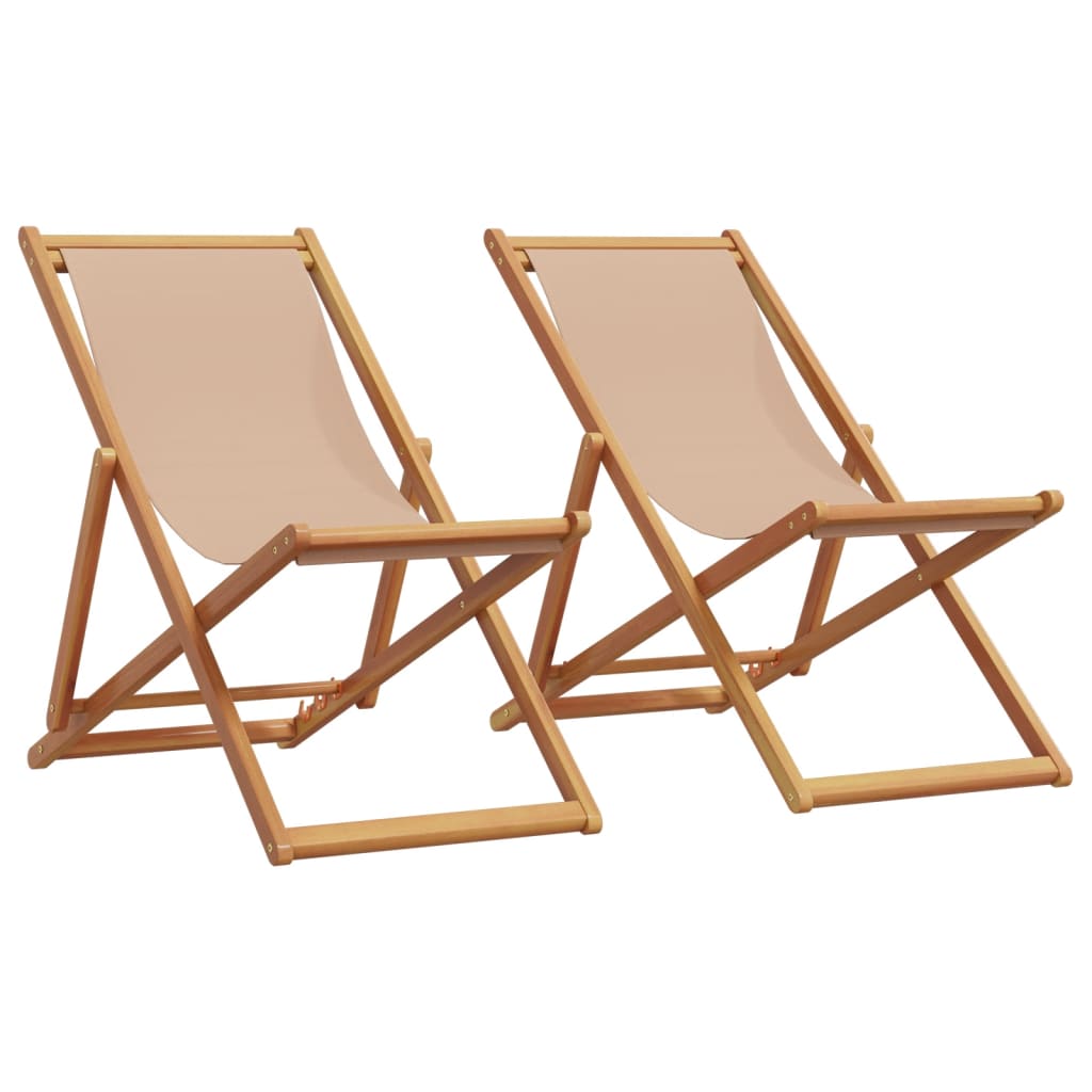 Vidaxl - vidaXL Cadeiras praia dobráveis 2 pcs tecido/madeira cinza-acastanhado