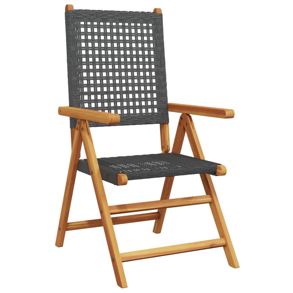 vidaXL Tuinstoelen 6 st verstelbaar poly rattan en massief hout zwart afbeelding
