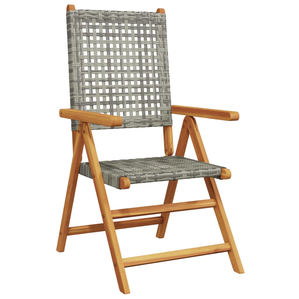 vidaXL Tuinstoelen 4 st verstelbaar poly rattan en massief hout grijs afbeelding