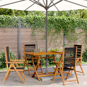 Nastavljivi vrtni stoli 4 kosi črn trden akacijev les