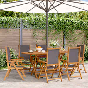 Nastavljivi vrtni stoli 6 kosov antracit blago in trden les