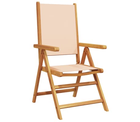 vidaXL Chaises inclinables de jardin lot de 8 beige tissu bois massif