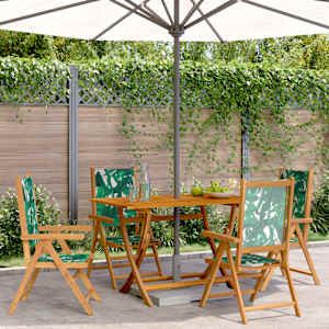 Nastavljivi vrtni stoli 4 kosi zeleno blago in trden les