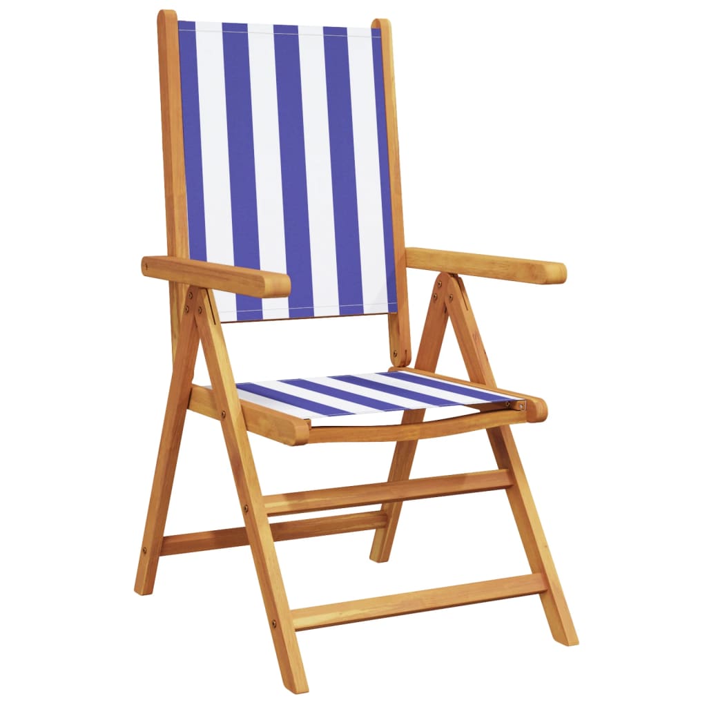 vidaXL Tuinstoelen 8 st verstelbaar massief hout en stof blauw en wit afbeelding