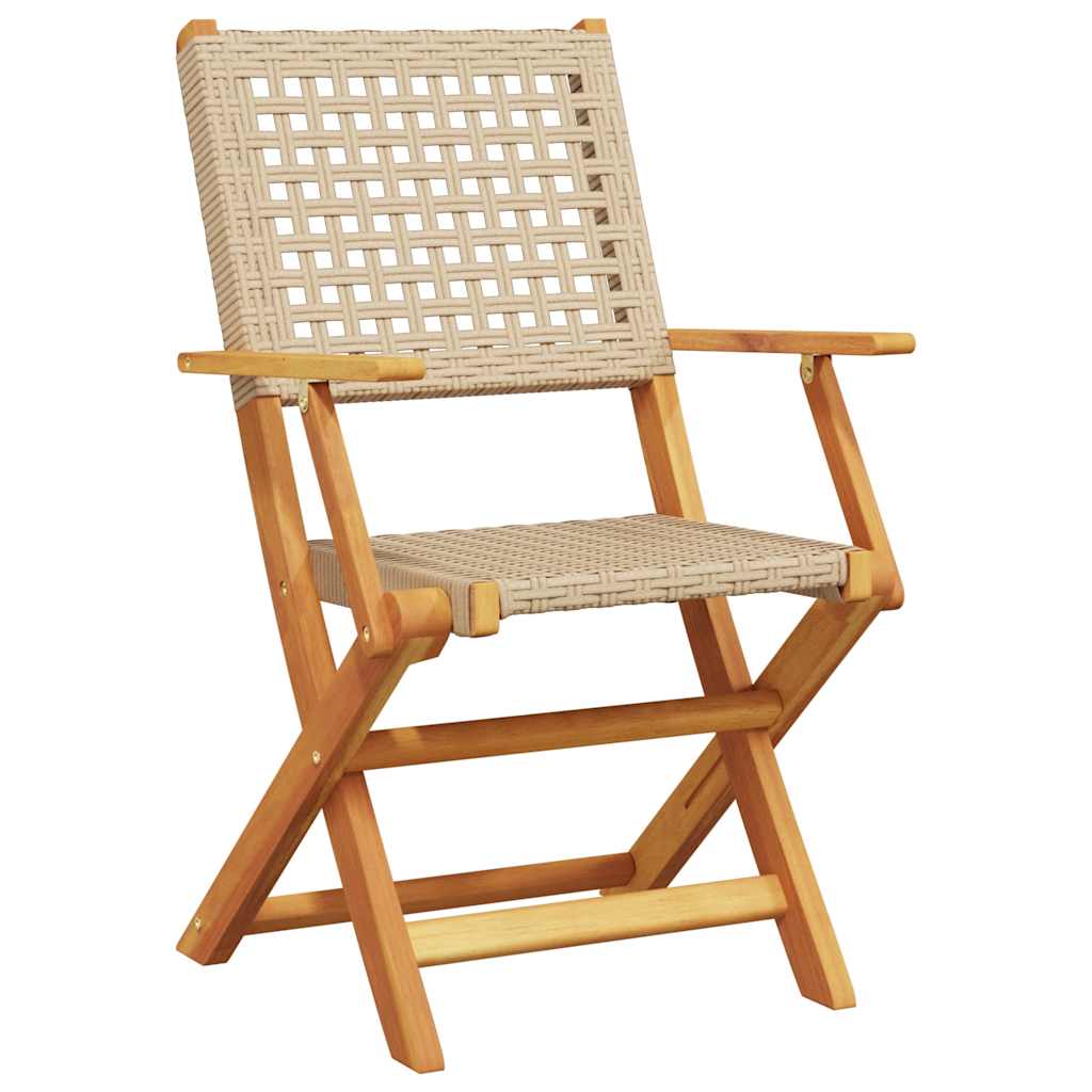 vidaXL Taitettavat puutarhatuolit 6 kpl beige polyrottinki / täysi puu