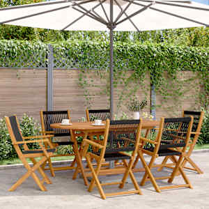 Zložljivi vrtni stoli 6 kosov črni trden akacijev les