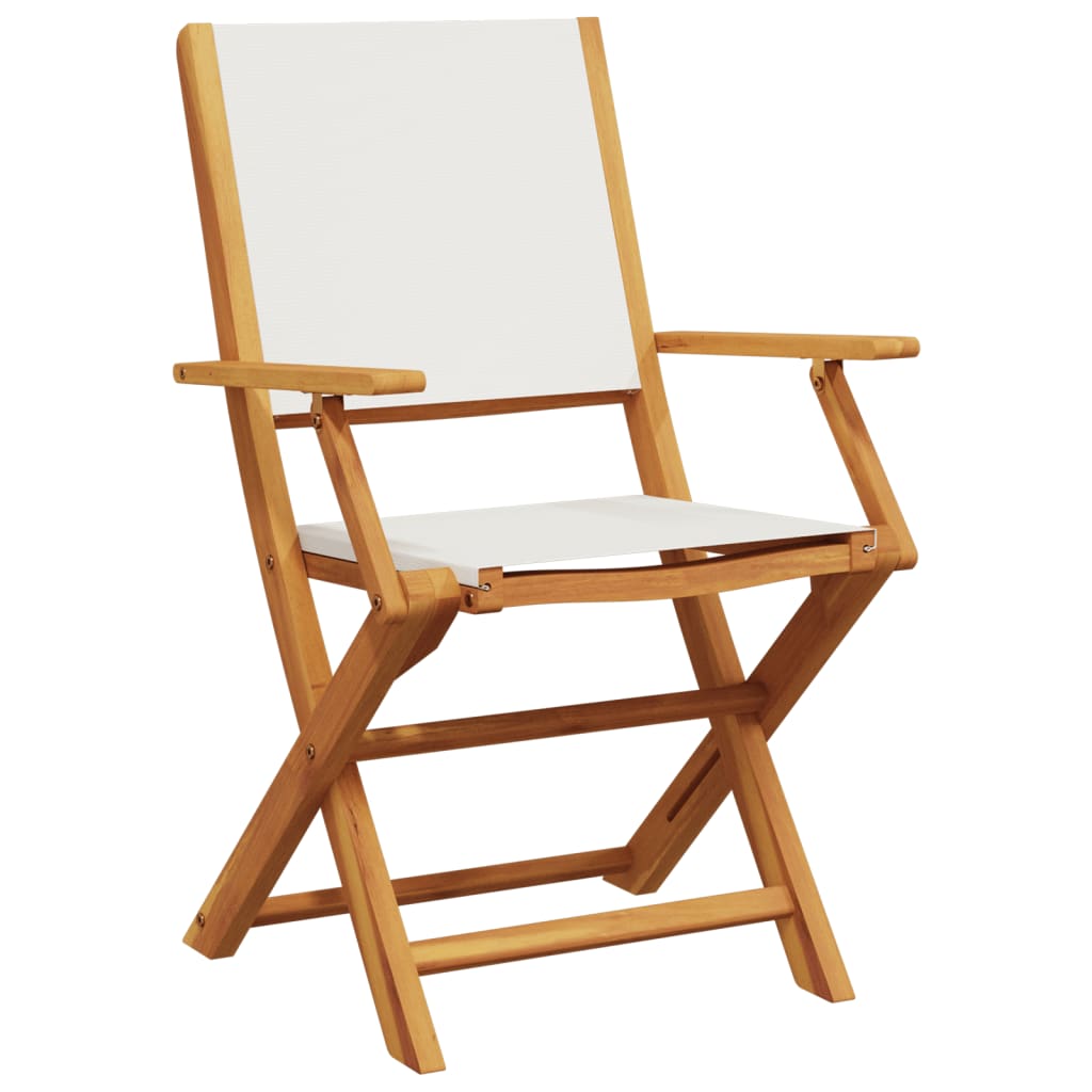 vidaXL Tuinstoelen 6 st inklapbaar massief hout en stof crèmewit afbeelding