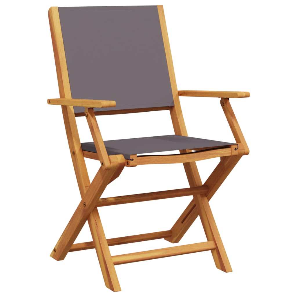 vidaXL Tuinstoelen 4 st inklapbaar massief hout en stof antracietkleur afbeelding