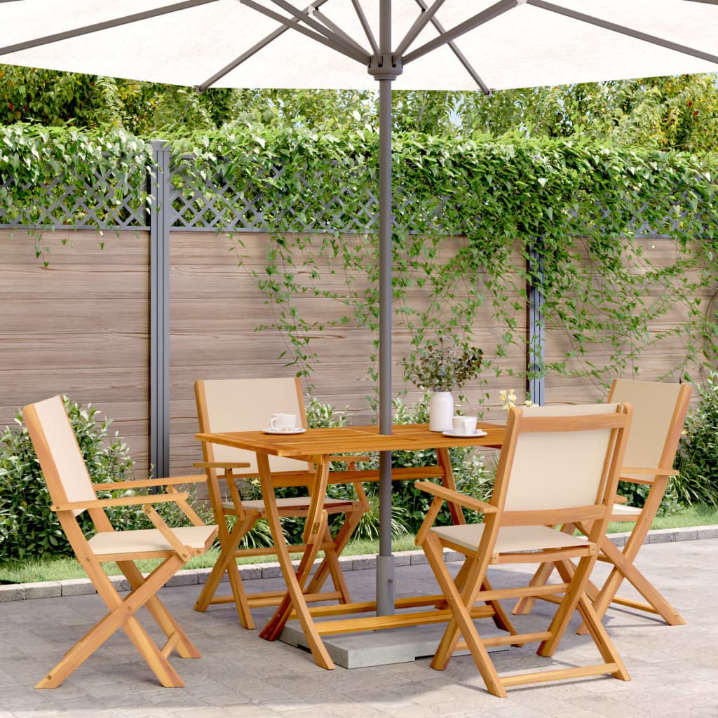 vidaXL Gartenstühle 4 Stk. Klappbar Beige Stoff und Massivholz