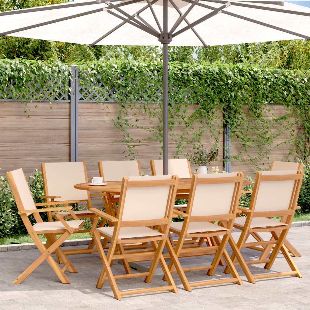 vidaXL Gartenstühle 8 Stk. Klappbar Beige Stoff und Massivholz