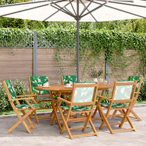 Zložljivi vrtni stoli 6 kosov zeleno blago in trden les