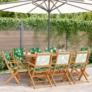 Zložljivi vrtni stoli 8 kosov zeleno blago in trden les