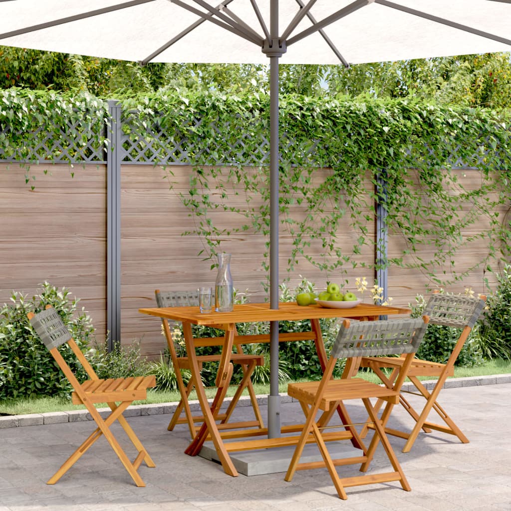 vidaXL Gartenstühle 4 Stk. Klappbar Grau Poly Rattan & Massivholz