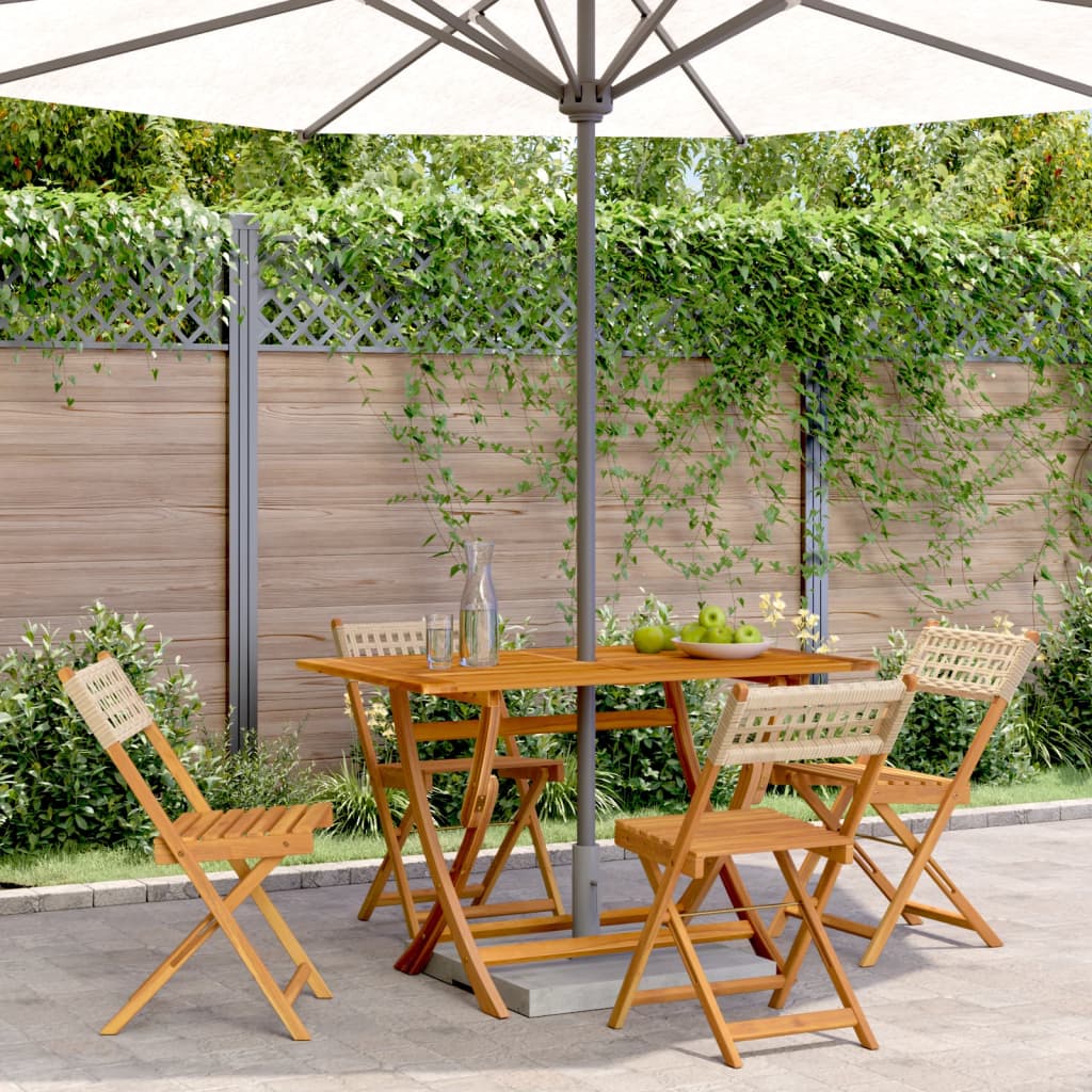 vidaXL Gartenstühle 4 Stk. Klappbar Beige Poly Rattan & Massivholz