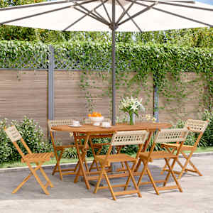 Zložljivi vrtni stoli 6 kosov bež poli ratan in trden les