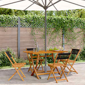 Zložljivi vrtni stoli 4 kosi črni trden akacijev les