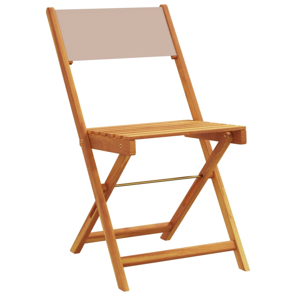 vidaXL Tuinstoelen 4 st inklapbaar stof en massief hout taupe afbeelding
