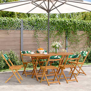 Zložljivi vrtni stoli 6 kosov zeleno blago in trden les
