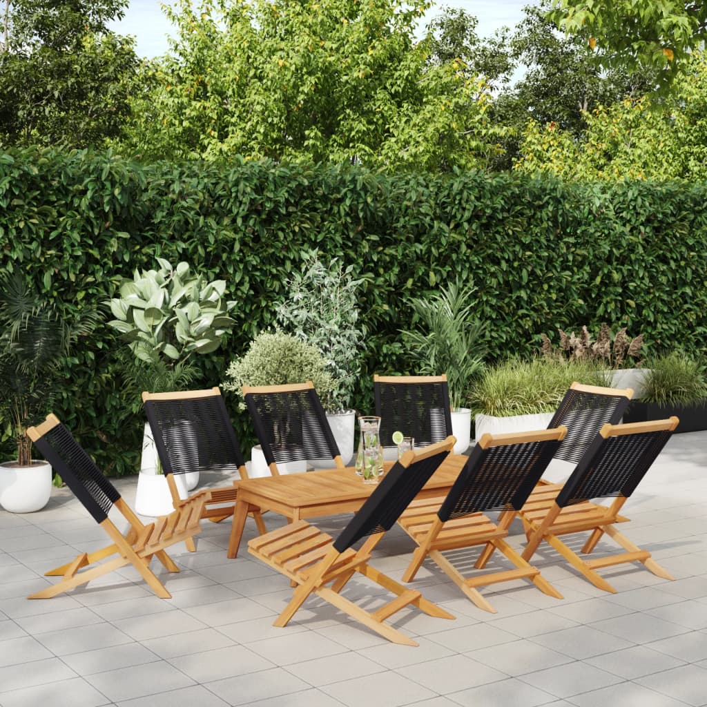 vidaXL Gartenstühle 8 Stk. Klappbar Schwarz Massivholz Akazie