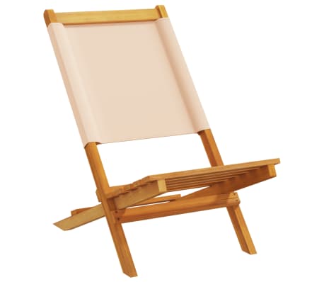 vidaXL Sillas de jard&iacute;n plegables 4 uds madera maciza y tela beige