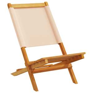 vidaXL Sillas de jard&iacute;n plegables 4 uds madera maciza y tela beige