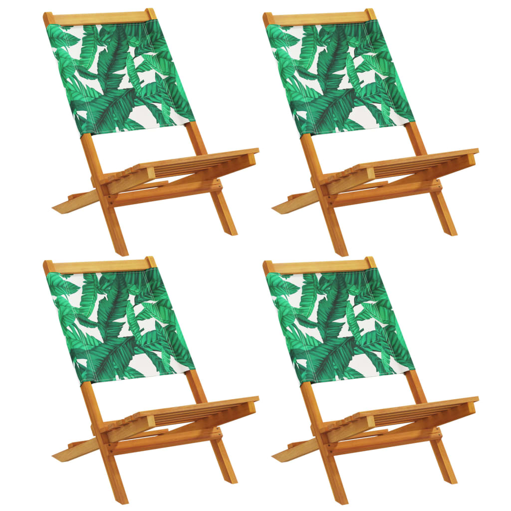 Thumbnail - vidaXL Gartenstühle 4 Stk. Klappbar Grün Stoff und Massivholz