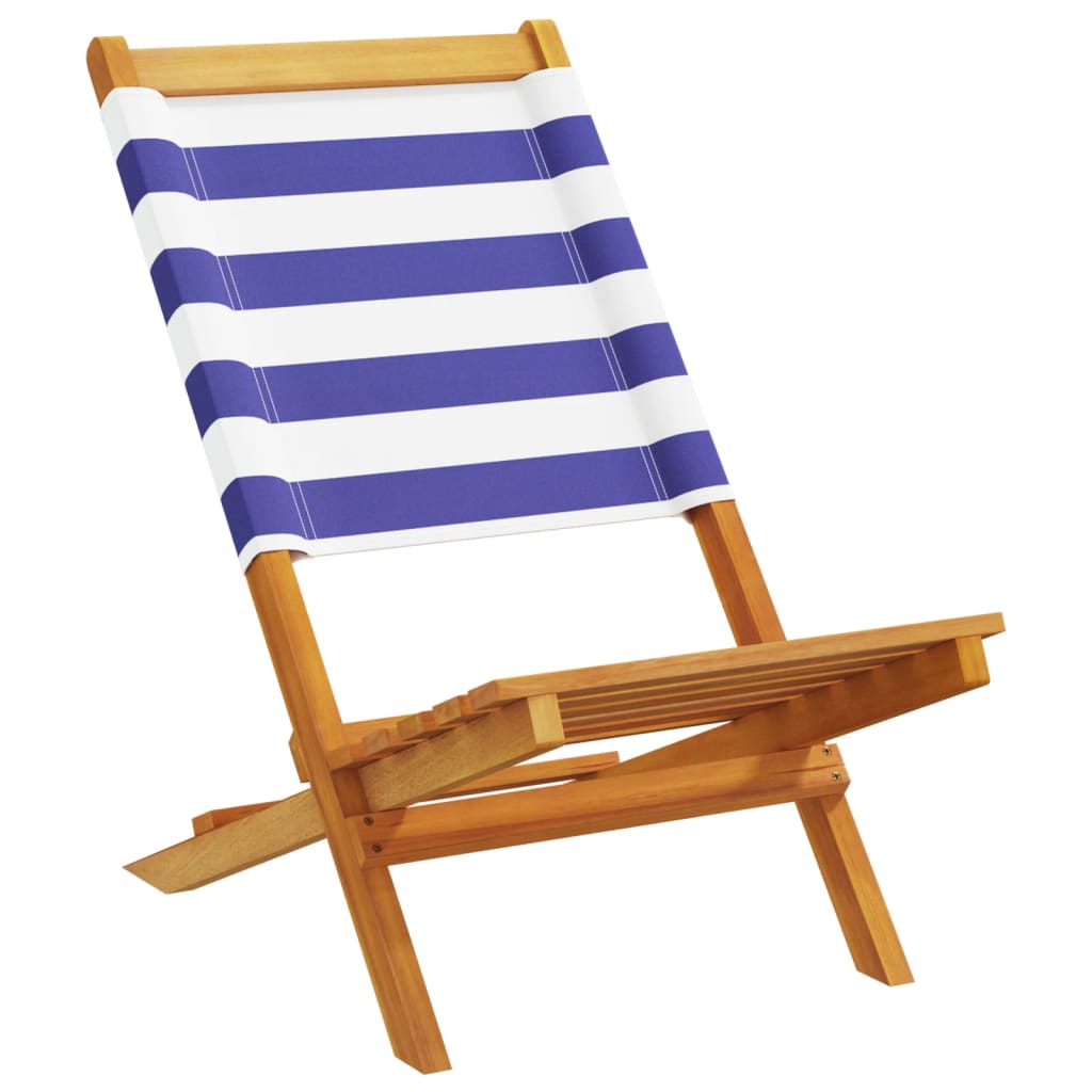 vidaXL Tuinstoelen 6 st inklapbaar stof en massief hout blauw en wit afbeelding