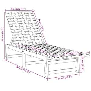 Lehátka 2 ks červená masivní akáciové dřevo a textil - obrázek 9