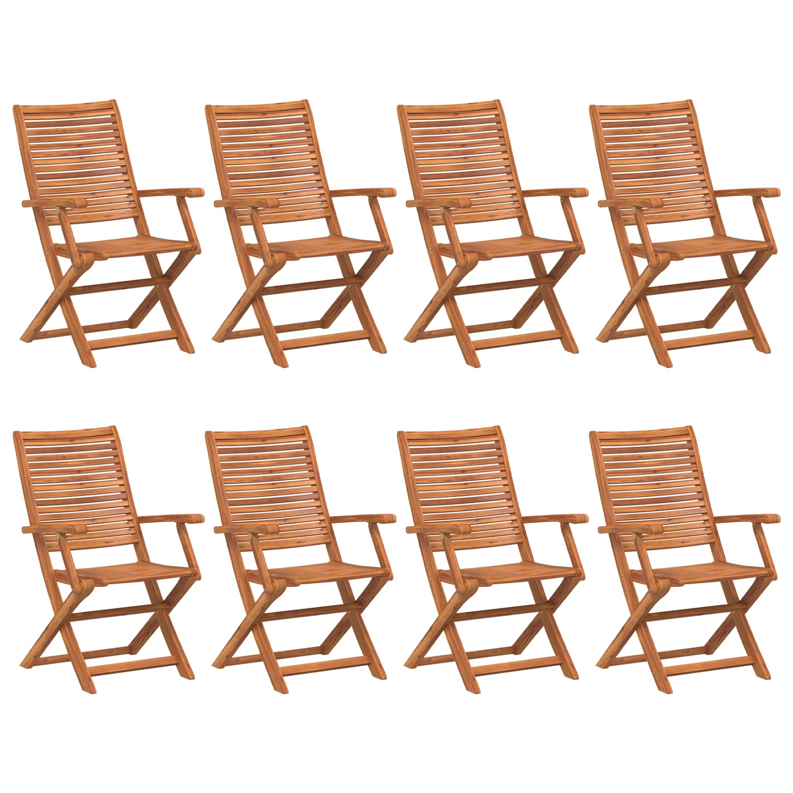 vidaXL Opklapbare stoelen, 8 stuks, 57x66x95 cm, massief acaciahout. bruin, foto 3