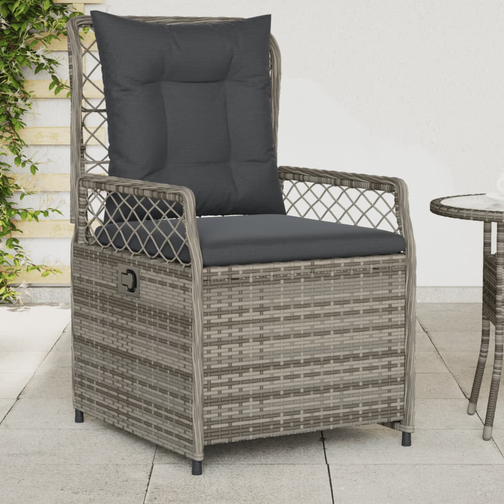 vidaXL Reclining Garden Chairs 2 pcs Grey Poly Rattan