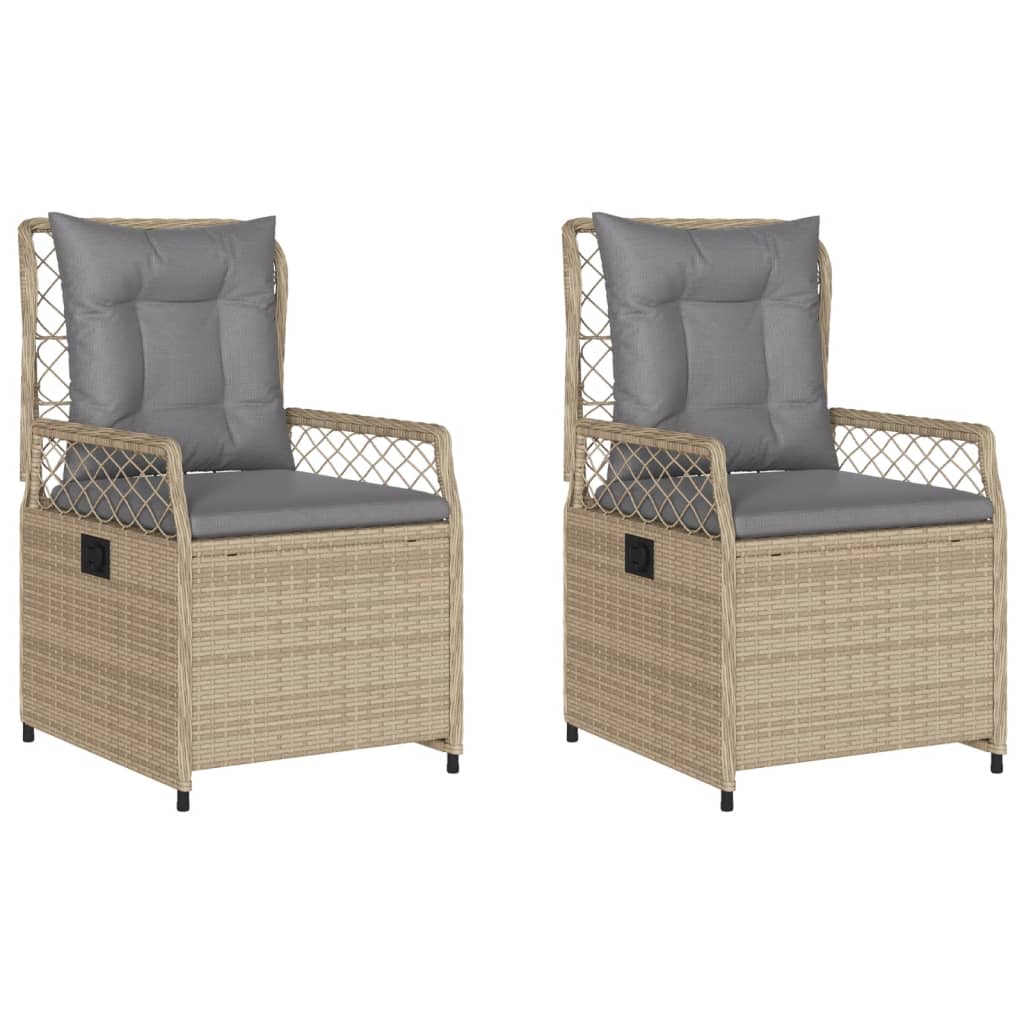 Thumbnail - vidaXL Gartensessel 2 Stk. Verstellbar Beige Poly Rattan