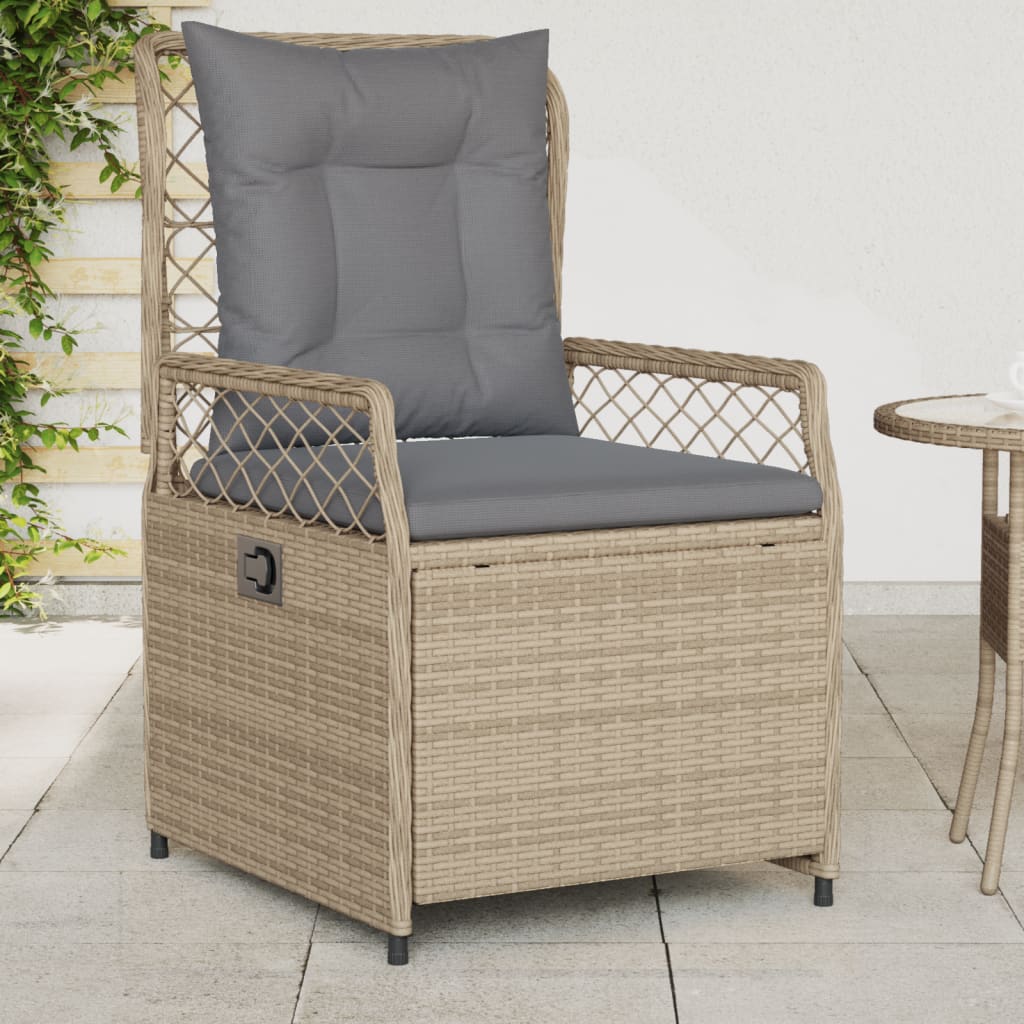 vidaXL Gartensessel 2 Stk. Verstellbar Beige Poly Rattan