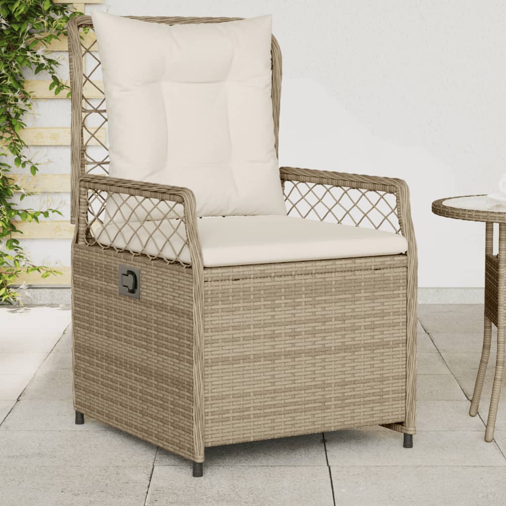 vidaXL Gartensessel 2 Stk. Verstellbar Beige Poly Rattan