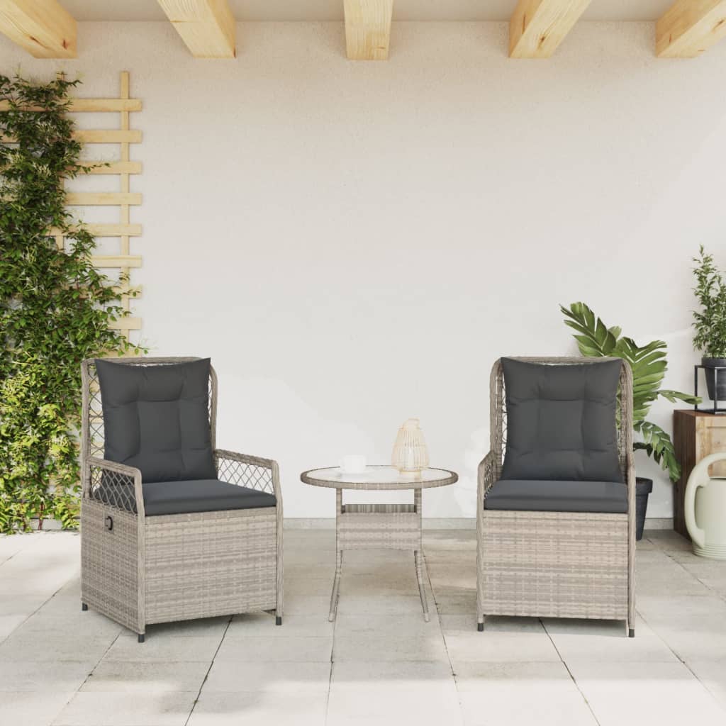 vidaXL Tuinstoelen 2 st verstelbaar poly rattan lichtgrijs grijs, foto 2