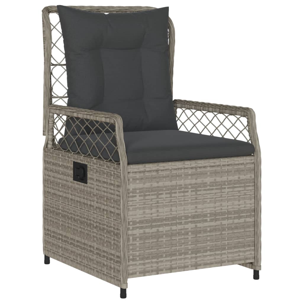 vidaXL Tuinstoelen 2 st verstelbaar poly rattan lichtgrijs grijs, foto 4