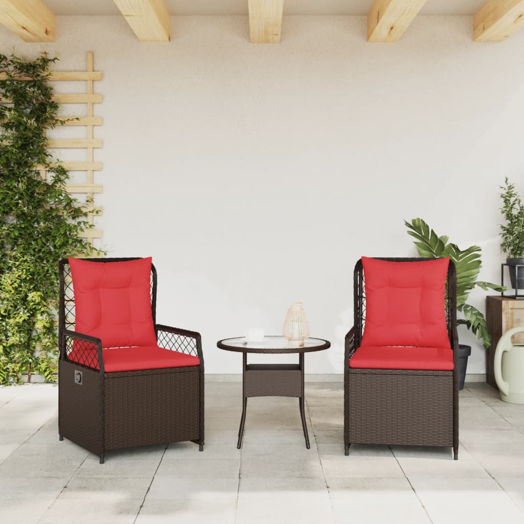 vidaXL Liggende tuinstoelen 2 stuks bruin polyrotan
