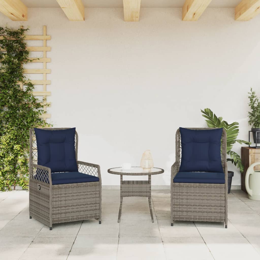 vidaXL Liggende tuinstoelen 2 stuks grijs polyrotan