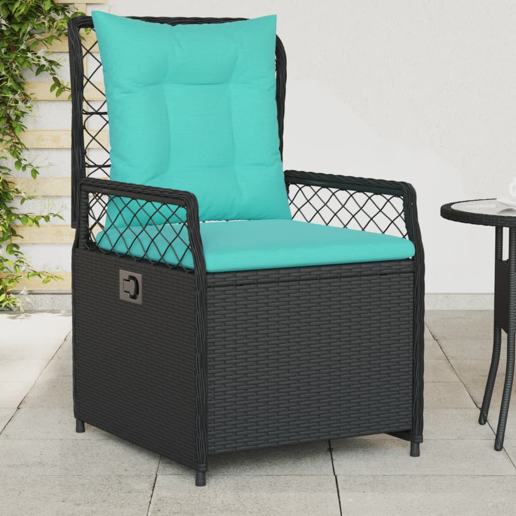 vidaXL Liegende Gartenstühle 2 Stk. Schwarz Poly Rattan