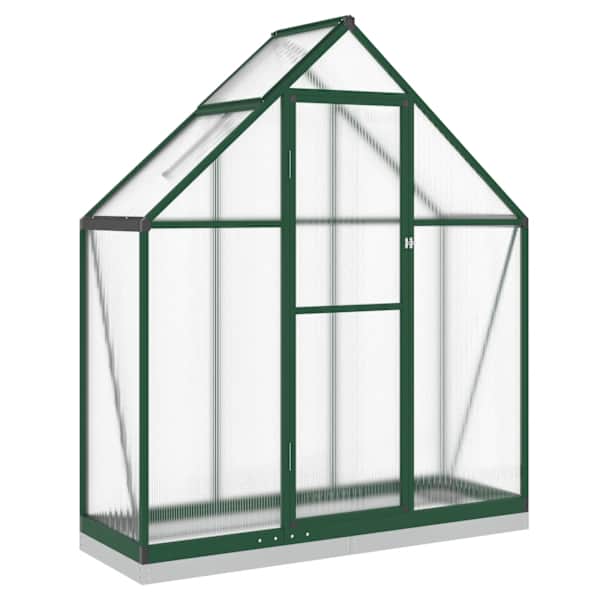 vidaXL kasvuhoone alusraamiga, roheline, 169x58x202 cm, alumiinium