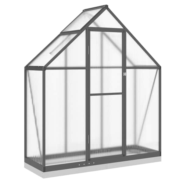 vidaXL kasvuhoone alusraamiga, antratsiit, 169x58x202 cm, alumiinium